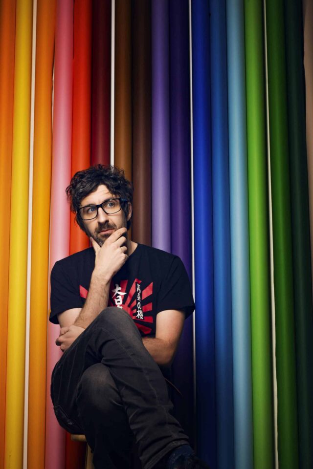 Mark Watson, comedian sat in chair