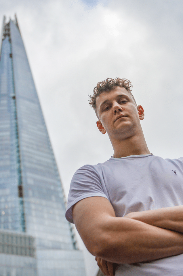 George King In Front Of The Shard